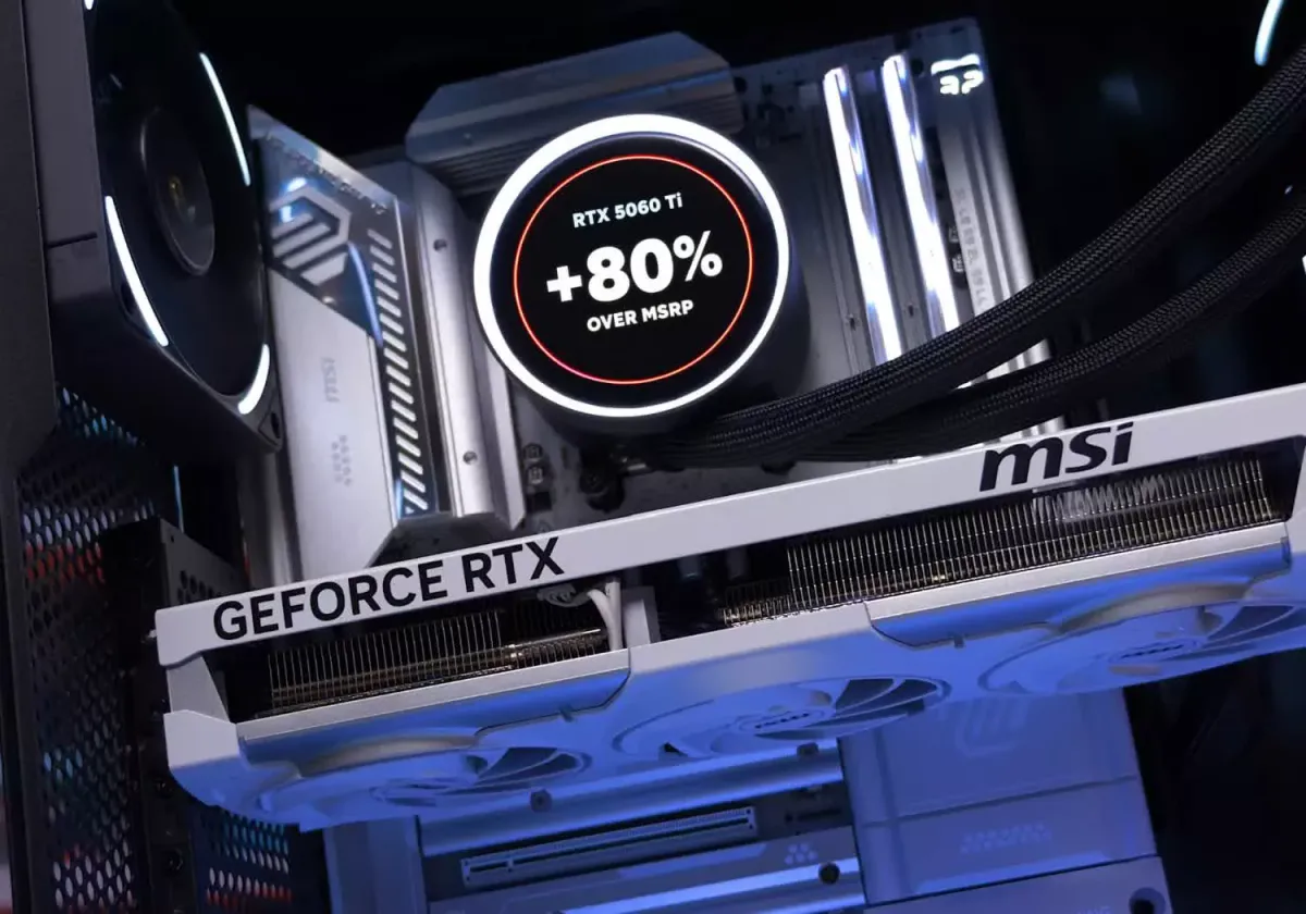 Graphics card mounted inside a desktop computer