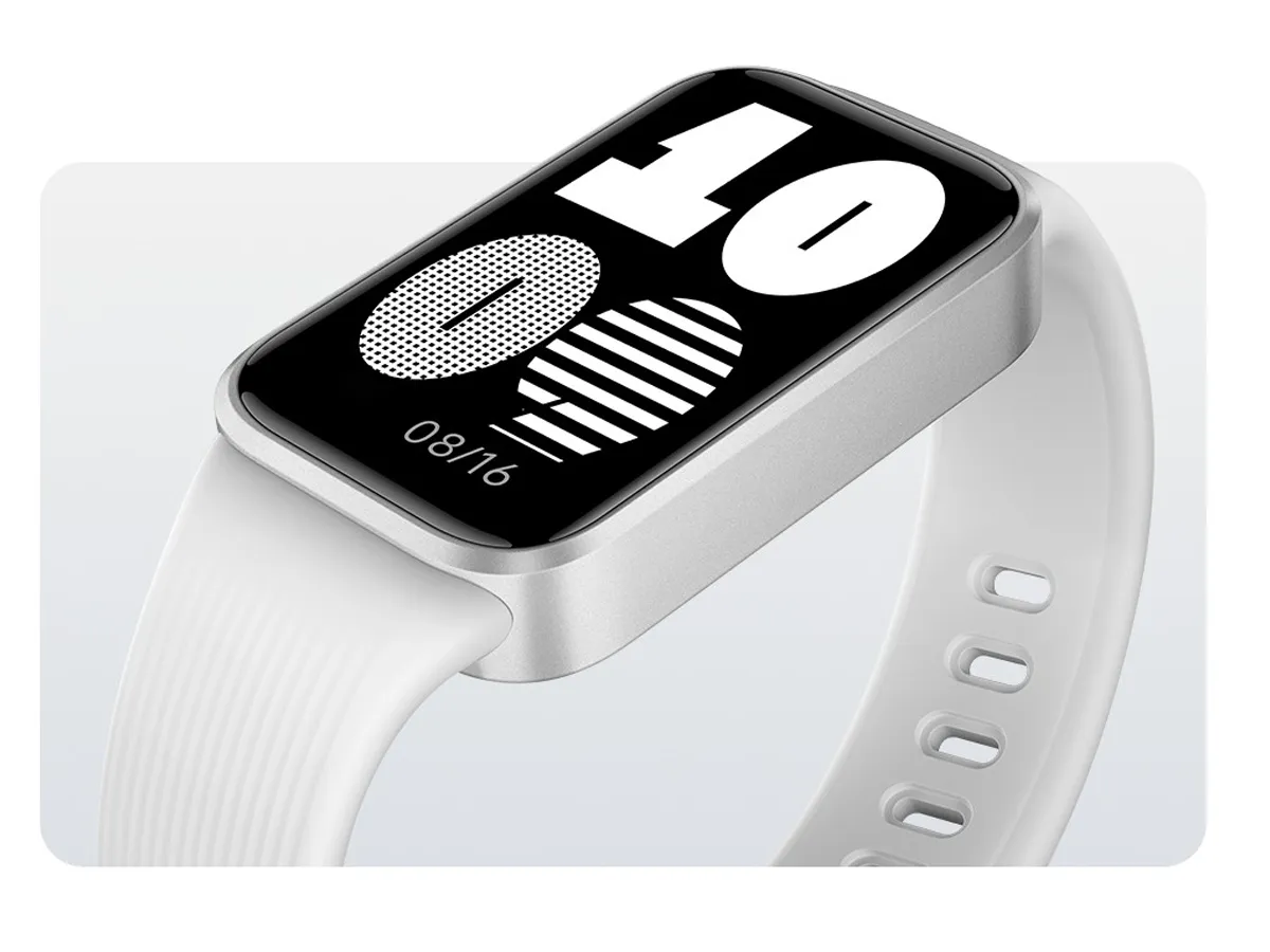 Illustration of a fitness band with a rectangular display and wrist strap
