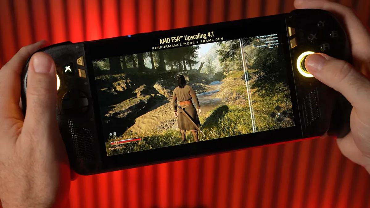 Game controller beside a handheld gaming device