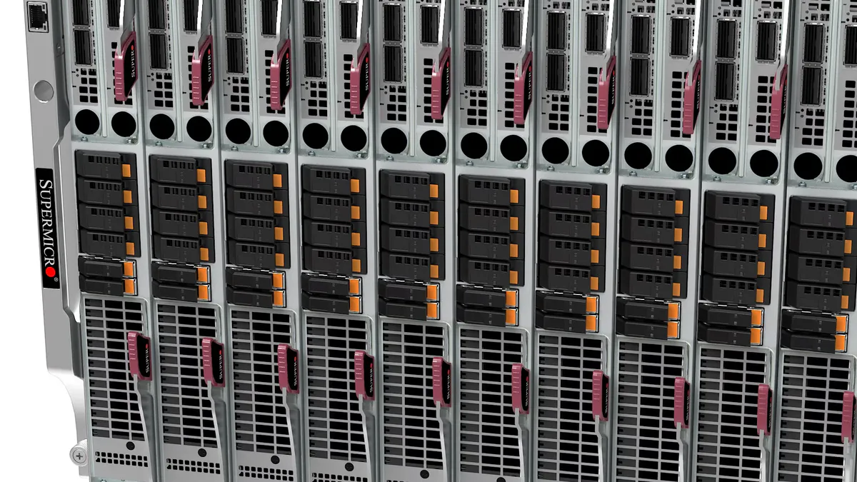Server racks inside a data center