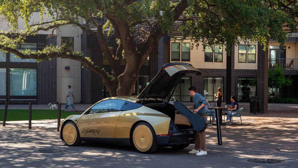 Illustration of an autonomous vehicle on a city street