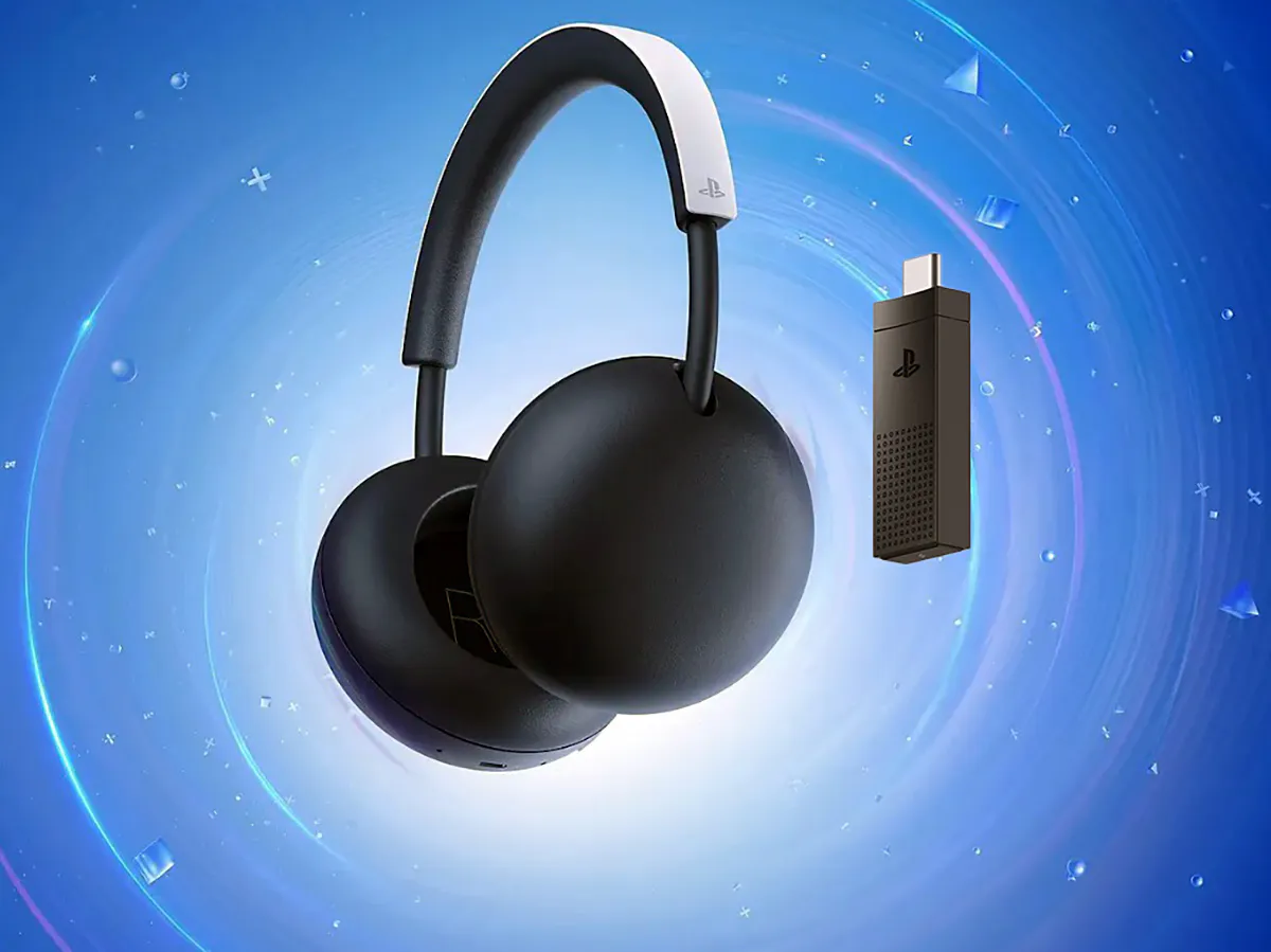 Wireless gaming headset beside a game controller