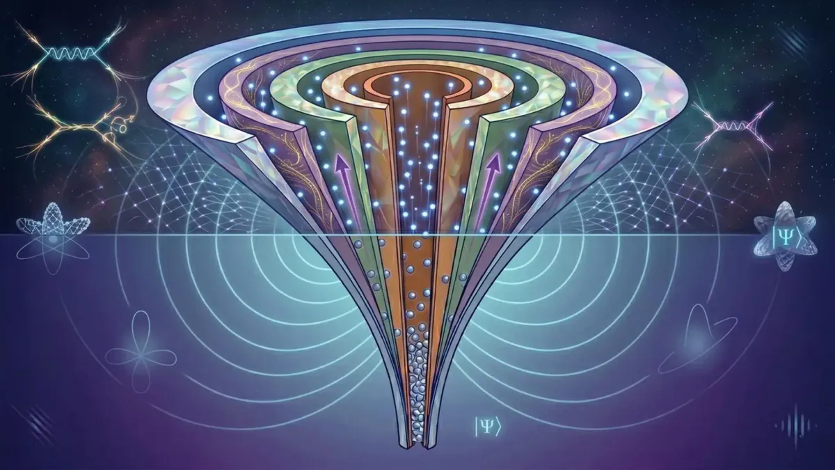 Abstract illustration of atoms arranged along a single dimension