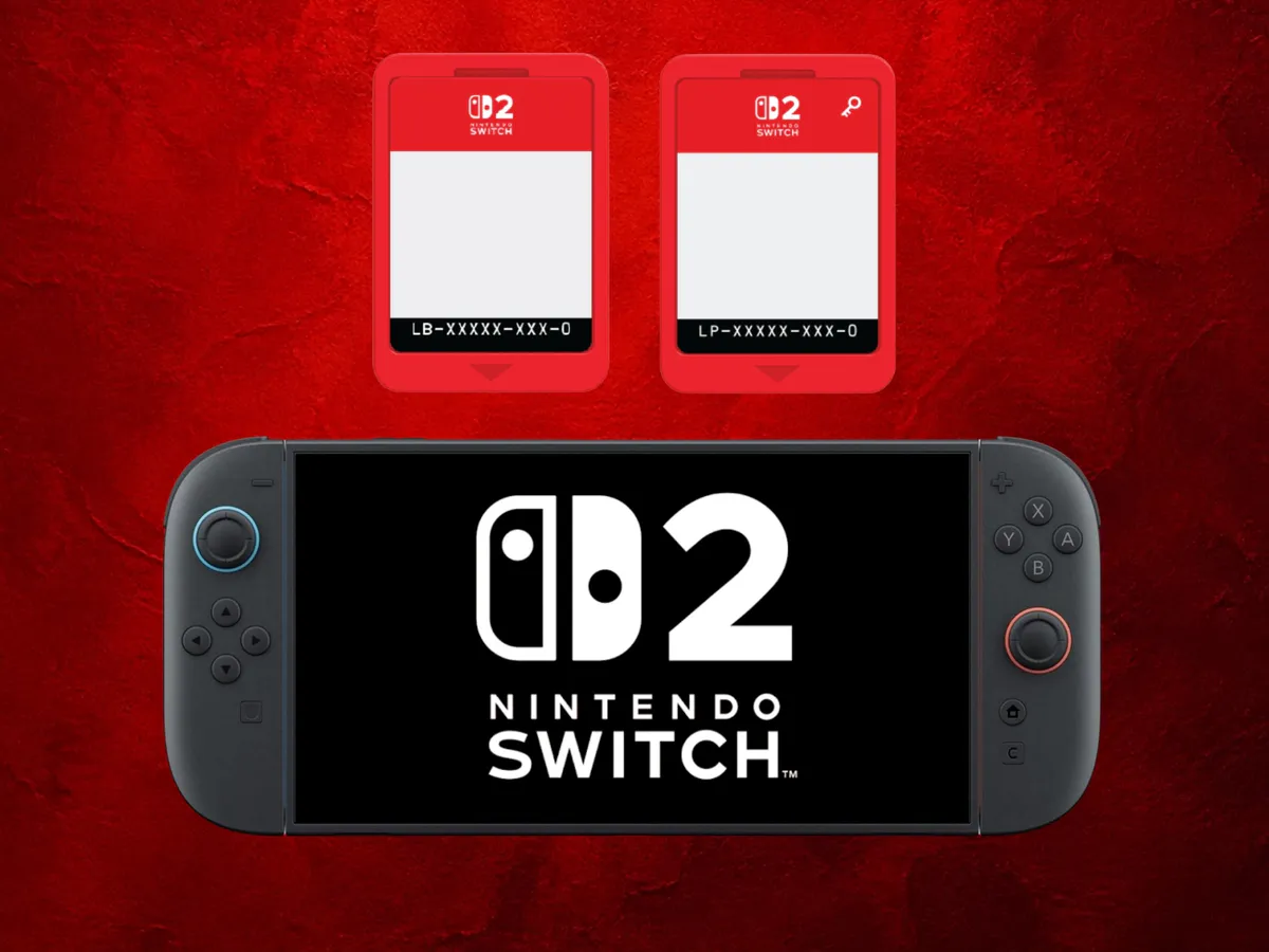 Game cartridges arranged beside a handheld gaming console