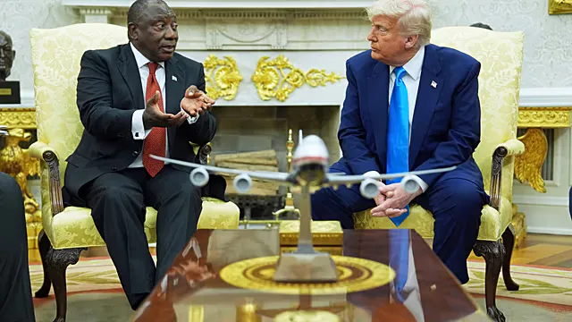 South African and American flags displayed side by side