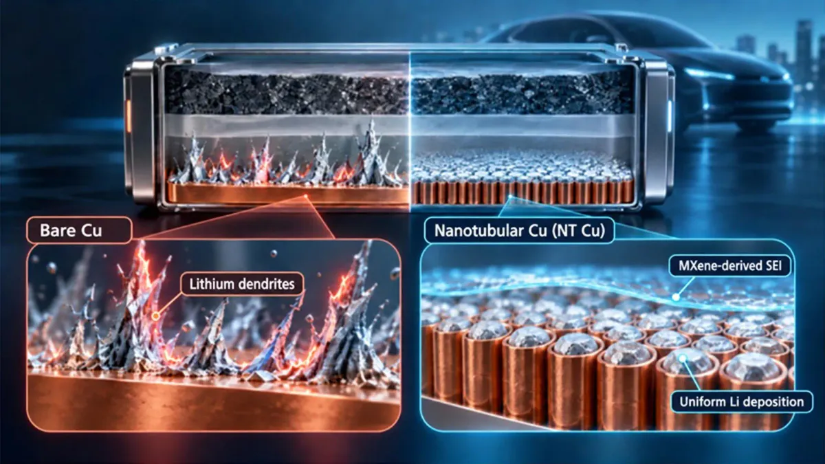 Illustration of microscopic structures on a battery electrode