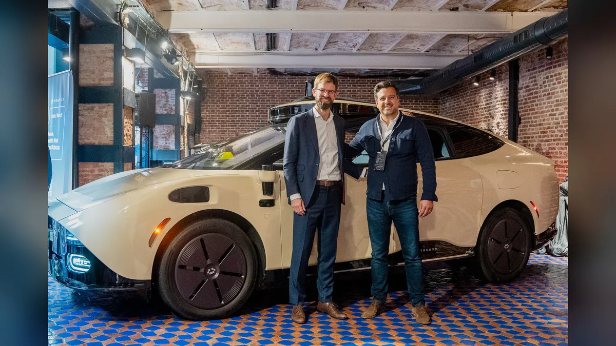 Illustration of an autonomous taxi on an urban street