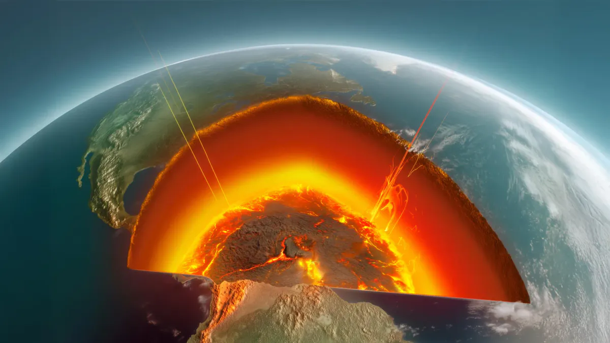 Illustration of molten rock beneath Earth's crust