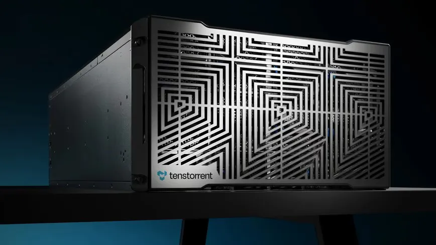Illustration of computer chips beside server racks